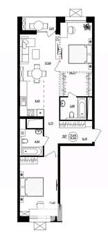 3-к квартира, строящийся дом, 77м2, 12/17 этаж