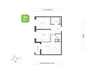 2-к квартира, вторичка, 54м2, 14/16 этаж