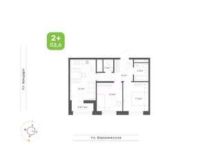 2-к квартира, вторичка, 54м2, 10/16 этаж
