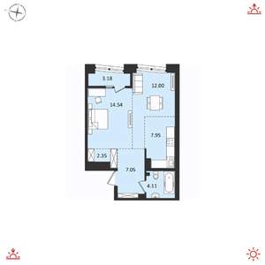 2-к квартира, вторичка, 51м2, 10/17 этаж