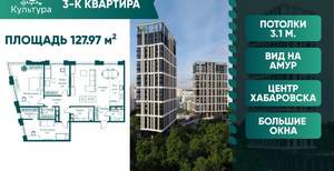 3-к квартира, вторичка, 128м2, 15/22 этаж