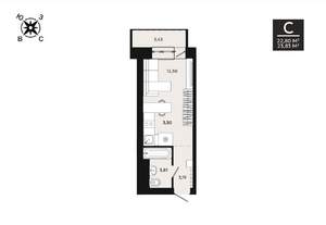 1-к квартира, вторичка, 24м2, 8/8 этаж