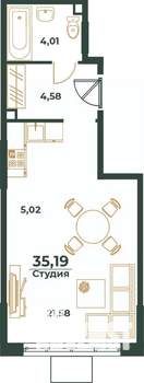 Студия квартира, вторичка, 35м2, 8/24 этаж