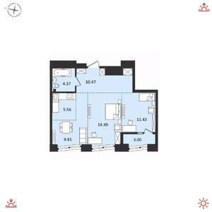 3-к квартира, вторичка, 59м2, 17/17 этаж