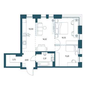 2-к квартира, вторичка, 64м2, 7/17 этаж