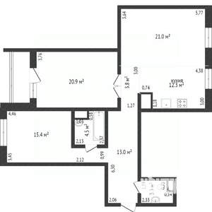 3-к квартира, вторичка, 96м2, 11/22 этаж