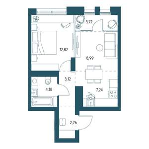 1-к квартира, вторичка, 41м2, 14/17 этаж