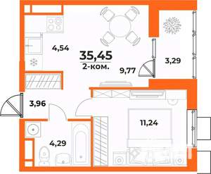 2-к квартира, вторичка, 35м2, 2/10 этаж