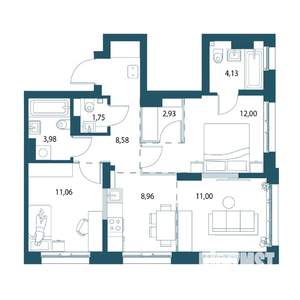 2-к квартира, вторичка, 64м2, 7/25 этаж