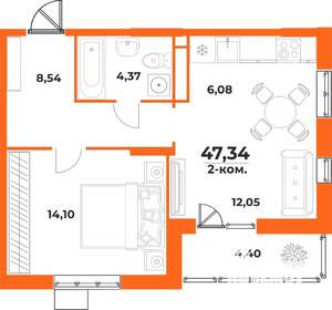 2-к квартира, вторичка, 47м2, 5/10 этаж