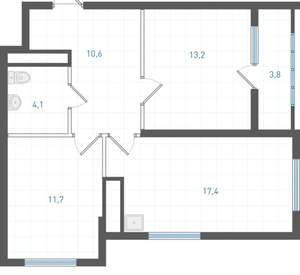2-к квартира, вторичка, 59м2, 17/25 этаж