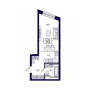 1-к квартира, строящийся дом, 32м2, 2/30 этаж