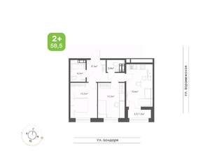 2-к квартира, вторичка, 59м2, 7/9 этаж