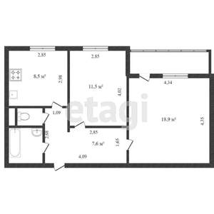 2-к квартира, вторичка, 67м2, 1/9 этаж