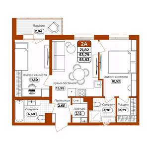 2-к квартира, вторичка, 56м2, 3/12 этаж