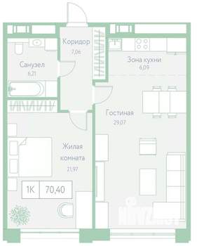 1-к квартира, вторичка, 70м2, 17/22 этаж