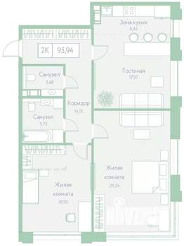 2-к квартира, вторичка, 96м2, 16/22 этаж