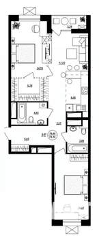 3-к квартира, строящийся дом, 78м2, 12/17 этаж
