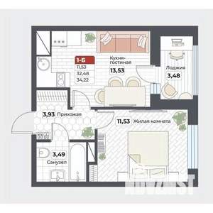 1-к квартира, вторичка, 34м2, 18/19 этаж
