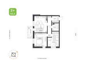 2-к квартира, вторичка, 63м2, 19/24 этаж