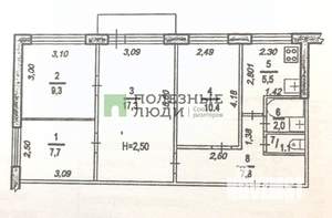 4-к квартира, вторичка, 61м2, 5/5 этаж