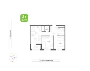 2-к квартира, вторичка, 54м2, 10/16 этаж