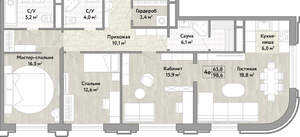 4-к квартира, вторичка, 99м2, 13/21 этаж