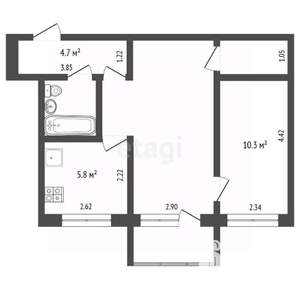2-к квартира, вторичка, 45м2, 3/5 этаж