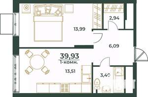 1-к квартира, вторичка, 40м2, 21/24 этаж