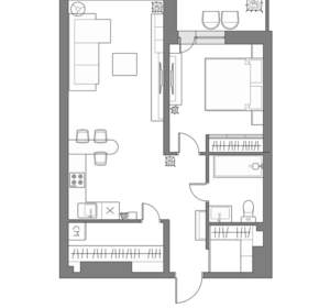 1-к квартира, вторичка, 56м2, 23/24 этаж