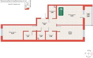 2-к квартира, вторичка, 62м2, 9/12 этаж