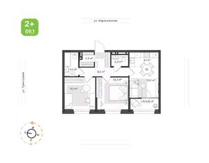 2-к квартира, вторичка, 59м2, 13/20 этаж