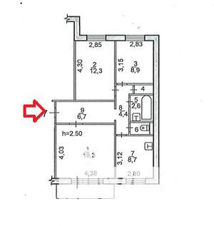 3-к квартира, вторичка, 64м2, 7/9 этаж