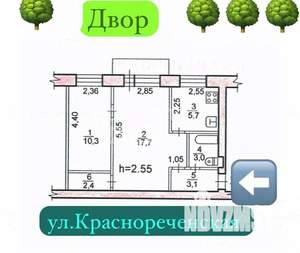 2-к квартира, вторичка, 42м2, 1/5 этаж
