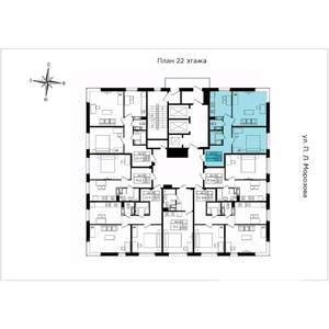 2-к квартира, вторичка, 58м2, 22/22 этаж