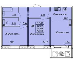 3-к квартира, вторичка, 55м2, 5/10 этаж