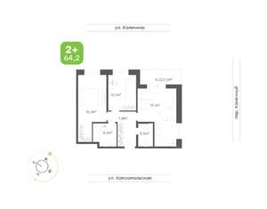 2-к квартира, вторичка, 64м2, 2/24 этаж