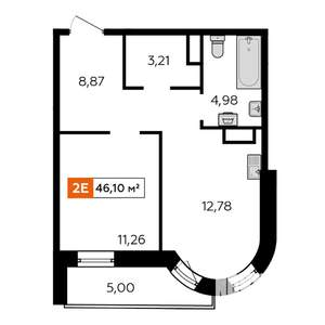 1-к квартира, строящийся дом, 51м2, 9/25 этаж