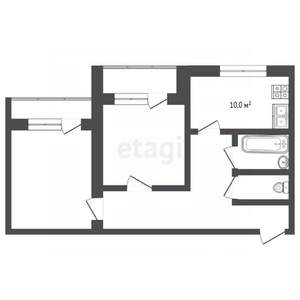 2-к квартира, вторичка, 52м2, 2/4 этаж