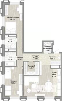 3-к квартира, вторичка, 95м2, 7/21 этаж