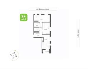 2-к квартира, вторичка, 69м2, 14/20 этаж