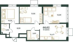 3-к квартира, вторичка, 67м2, 23/24 этаж