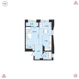 2-к квартира, вторичка, 51м2, 17/17 этаж