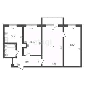 3-к квартира, вторичка, 57м2, 4/5 этаж