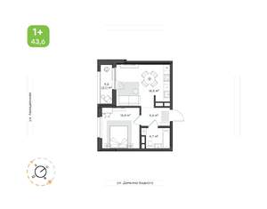 1-к квартира, вторичка, 44м2, 4/21 этаж