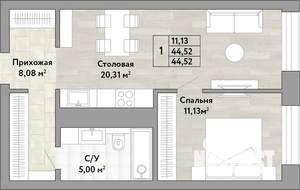 1-к квартира, вторичка, 45м2, 18/22 этаж