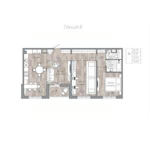 3-к квартира, строящийся дом, 73м2, 4/6 этаж