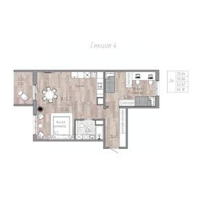 2-к квартира, строящийся дом, 63м2, 3/4 этаж