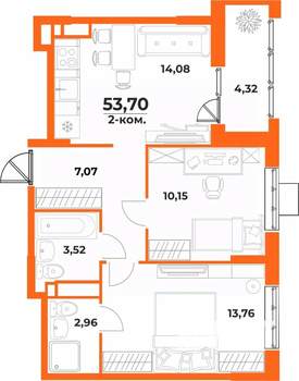 2-к квартира, вторичка, 54м2, 4/10 этаж