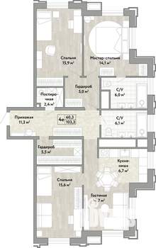 4-к квартира, вторичка, 102м2, 13/21 этаж